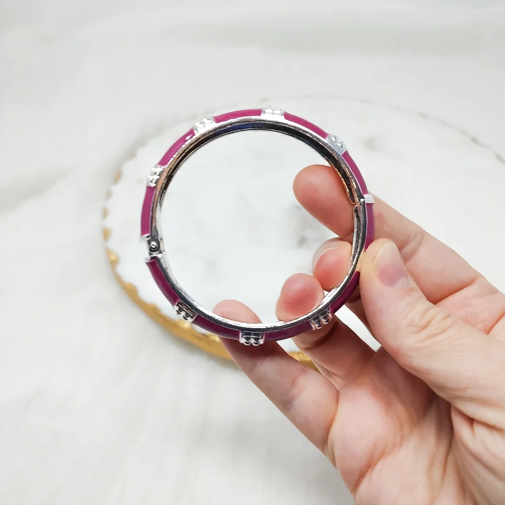 Elegant Silver and Pink Bracelet